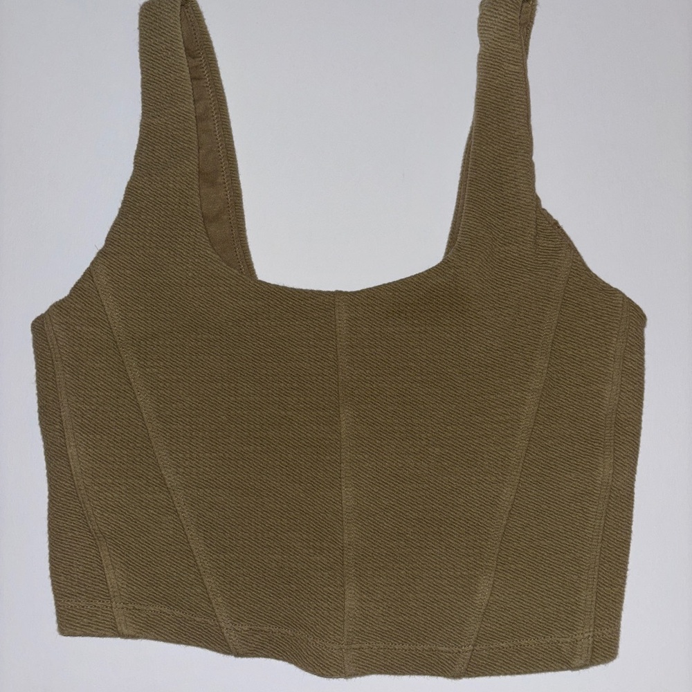 Aerie green textured corset tank top stretchy